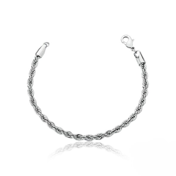 Pulseira Cordão Baiano 4mm Banho Rodio Branco