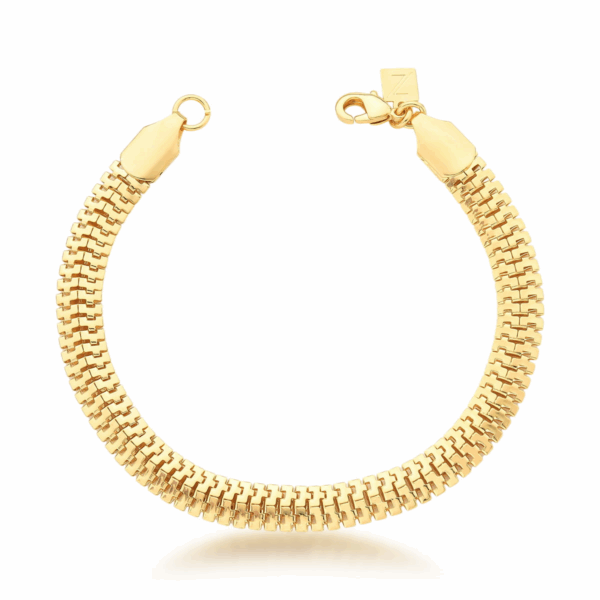 Pulseira Malha Esteira Maleável 6mm Banho Ouro 18k