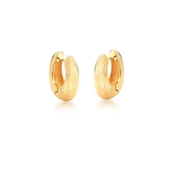 Argola Oval Texturizada Lisa Banhada A Ouro 18k