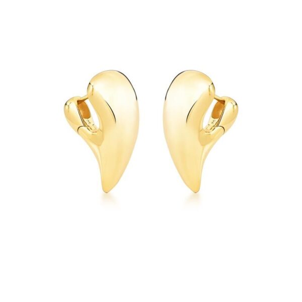 Argola De Coração Abaulada Banhada A Ouro 18k