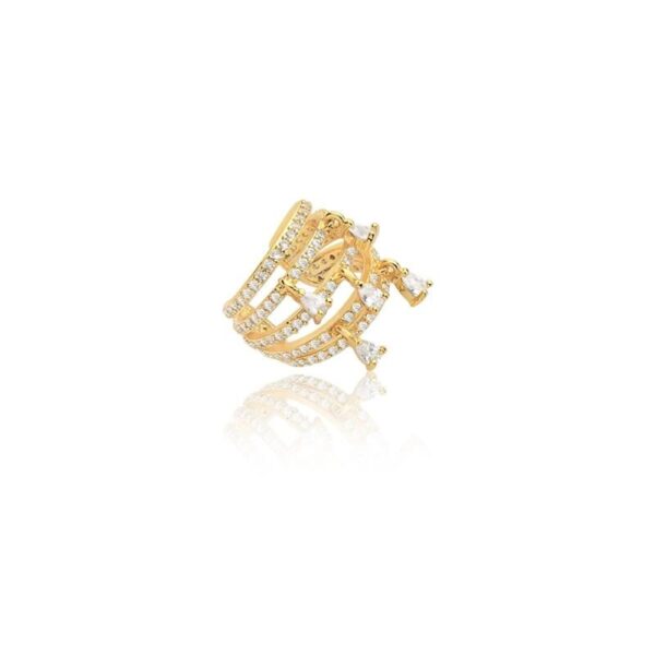 Piercing Quatro Fileiras Com Zircônias Banhado A Ouro 18k