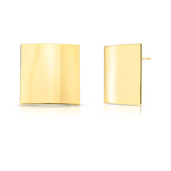 Brinco Quadrado Abaulado E Curvo Banho Ouro 18k