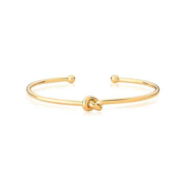 Bracelete Aberto Com Nó Liso Banho Ouro 18k