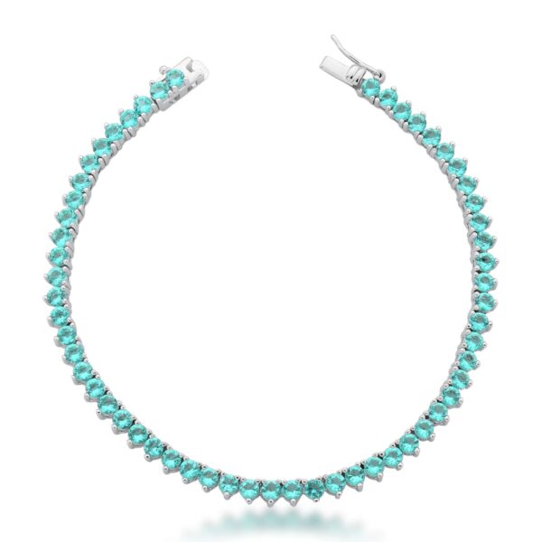 Pulseira Riviera Com Zircônias Turmalina Redondas Banho Ródio Branco
