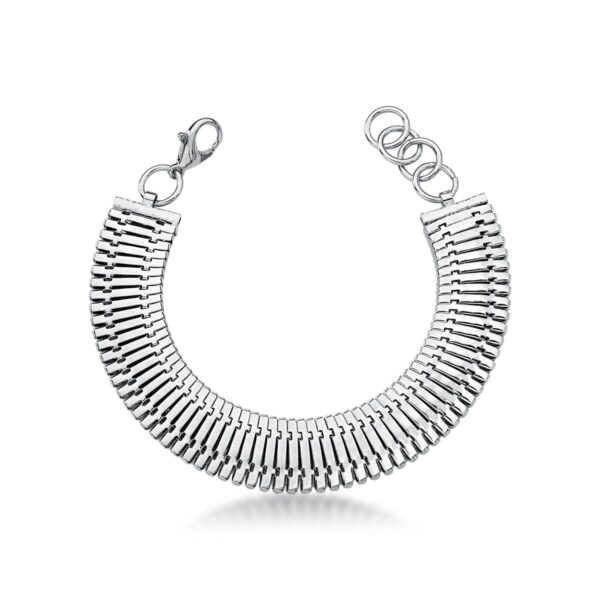 Pulseira Malha Esteira Lisa Banho Ródio Branco
