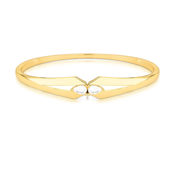Bracelete Geométrico Com Cristal De Gota Vazado Banho Ouro 18k