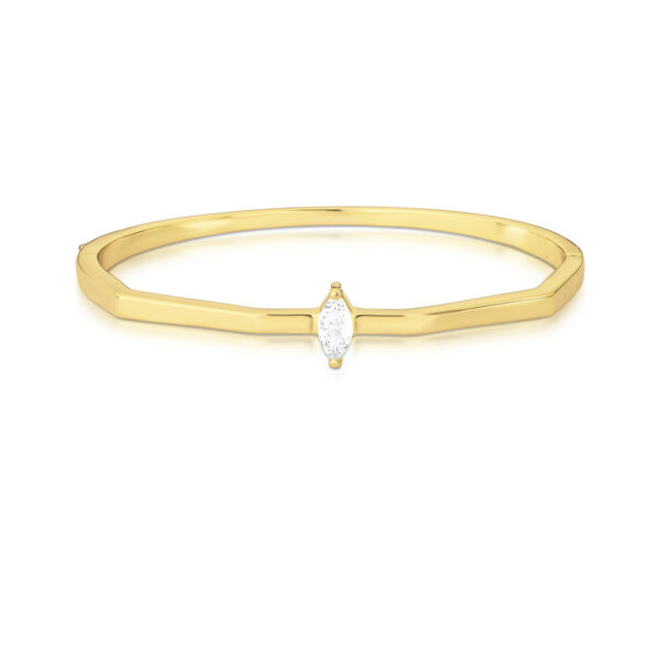 Bracelete Geométrico Com Cristal Navete Banho Ouro 18k