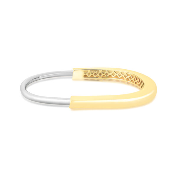 Bracelete Liso Oval Trabalhado Vazado Banho 2 Tons