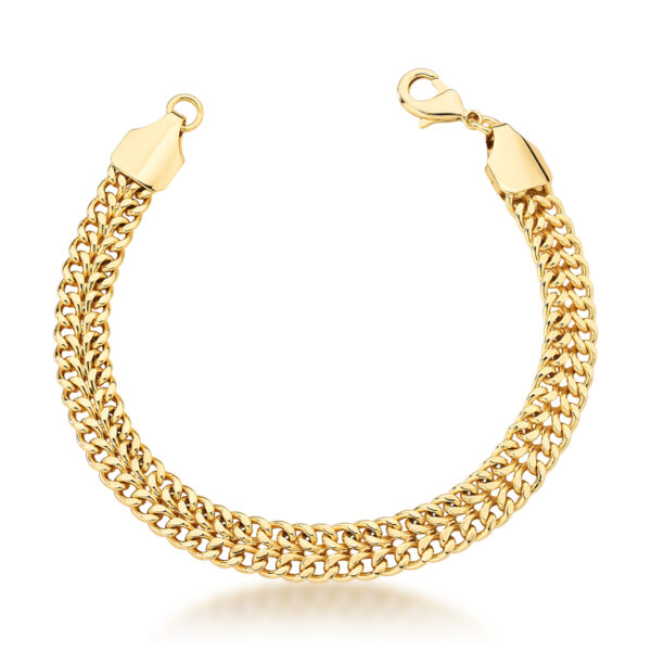 Pulseira Elo Groumet Duplo Vazado Banho Ouro 18k