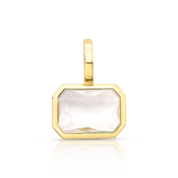 Pingente Com Cristal Retangular E Fecho Click Banho A Ouro 18k