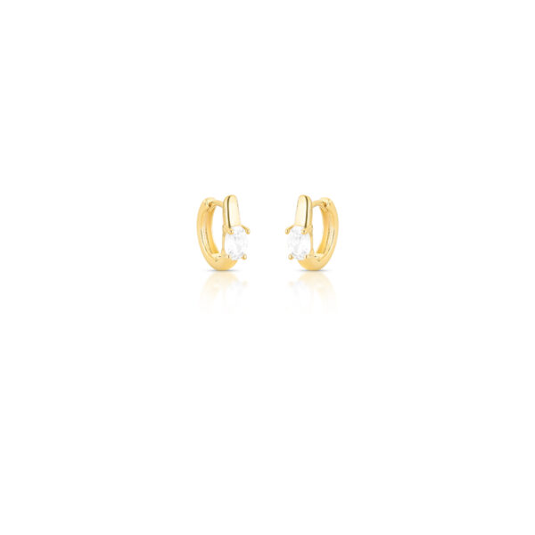 Argola Redonda Com Cristal Oval Banho Ouro 18k