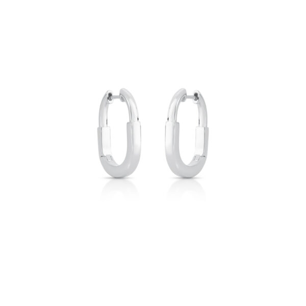 Argola Oval Curva Trabalhada Banho Ródio Branco