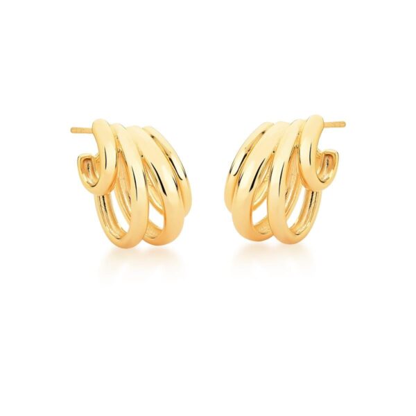 Meia Argola Quatro Voltas Lisas Banho Ouro 18k