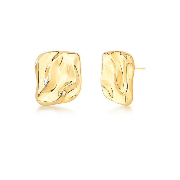 Brinco Retangular Facetado Banho Ouro 18k
