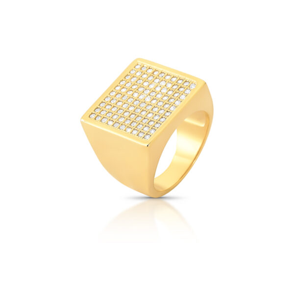 Anel Dedo Minimo Quadrado Cravejado Banho Ouro 18k