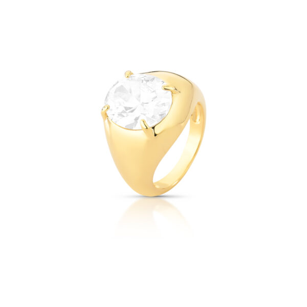 Anel Dedo Minimo Cristal Oval 4 Banho Ouro 18k