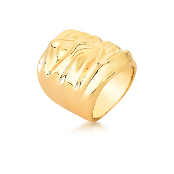 Anel Abaulado Facetado Banho Ouro 18k