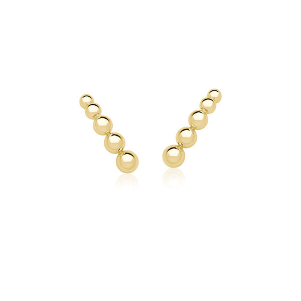 Ear Hook Com Cinco Esferas Lisas Banho Ouro 18k