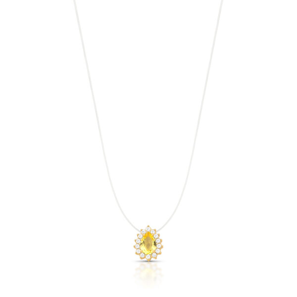 Choker Com Pingente De Gota Amarelo Em Fio De Nylon