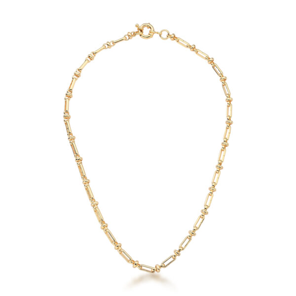 Colar Em Elos Retangulares Lisos Banhado A Ouro 18k