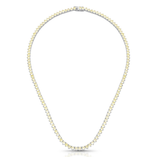 Colar Riviera Com Zircônias Amarelas Redondas Banho Ródio Branco