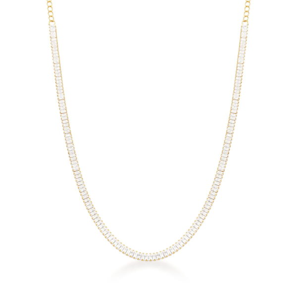 Choker Com Zircônias Em Baguete Banho Ouro 18k