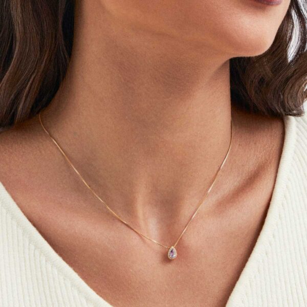 Conjunto Colar E Brinco De Gota Com Cristal Roxo