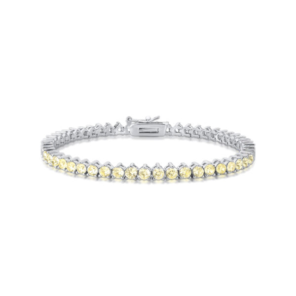 Pulseira Riviera 3 Garras Pedra Redonda Amarela