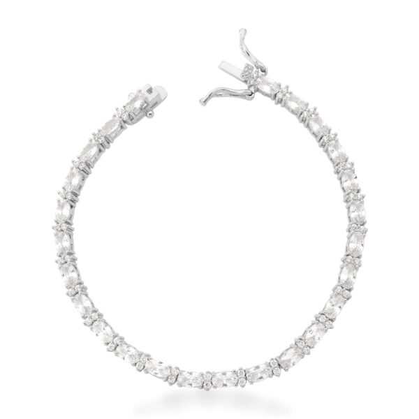 Pulseira Riviera Cristal Oval Intercalado Com Zircônias
