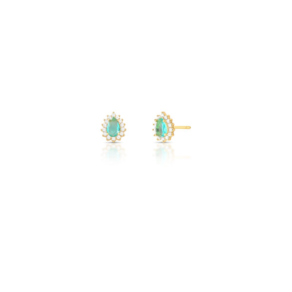 Brinco De Gota Com Cristal Verde E Zircônias