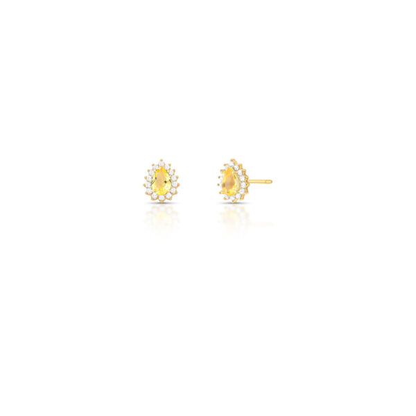Brinco De Gota Com Cristal Amarelo E Zircônias
