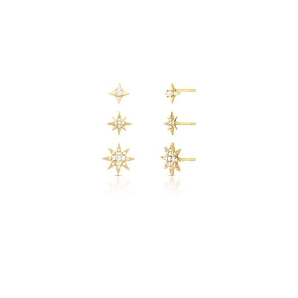 Trio De Brinco Estrelas Com Cristal E Zircônias