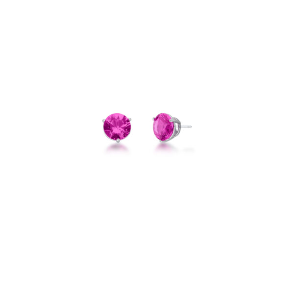 Brinco Solitario Cristal Redondo Rosa Escuro