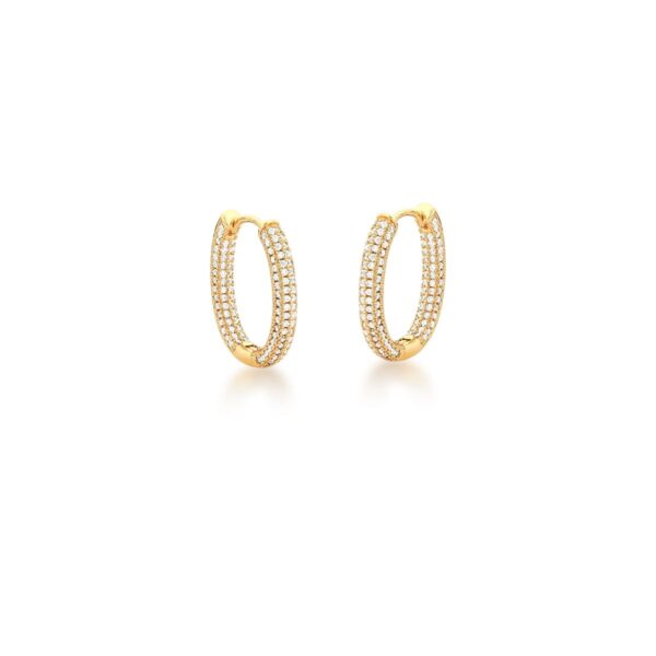 Argola Oval Com Zircônias Brancas