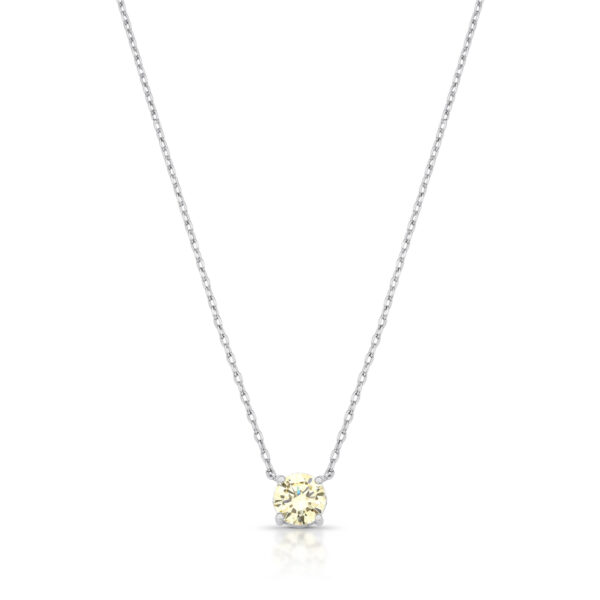 Colar Com Pingente Ponto De Luz De Cristal Amarelo Redondo