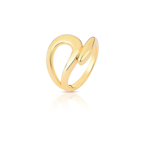 Anel Vazado 2 Volta Curvo Banho Ouro 18k
