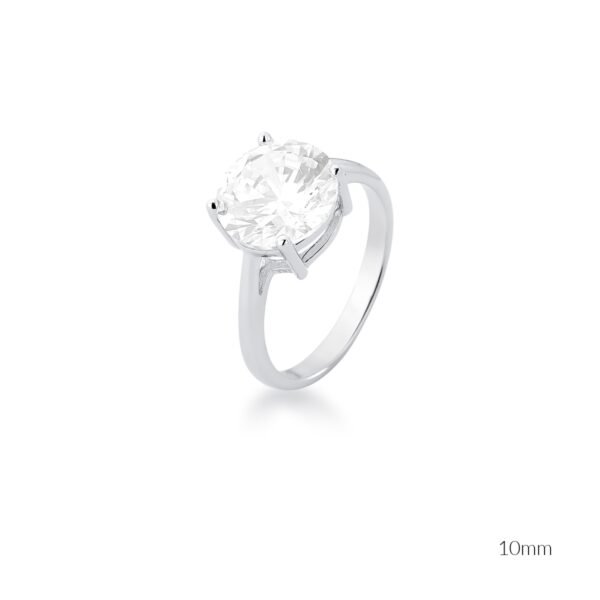 Anel Solitario Cristal Redondo 4 Garras