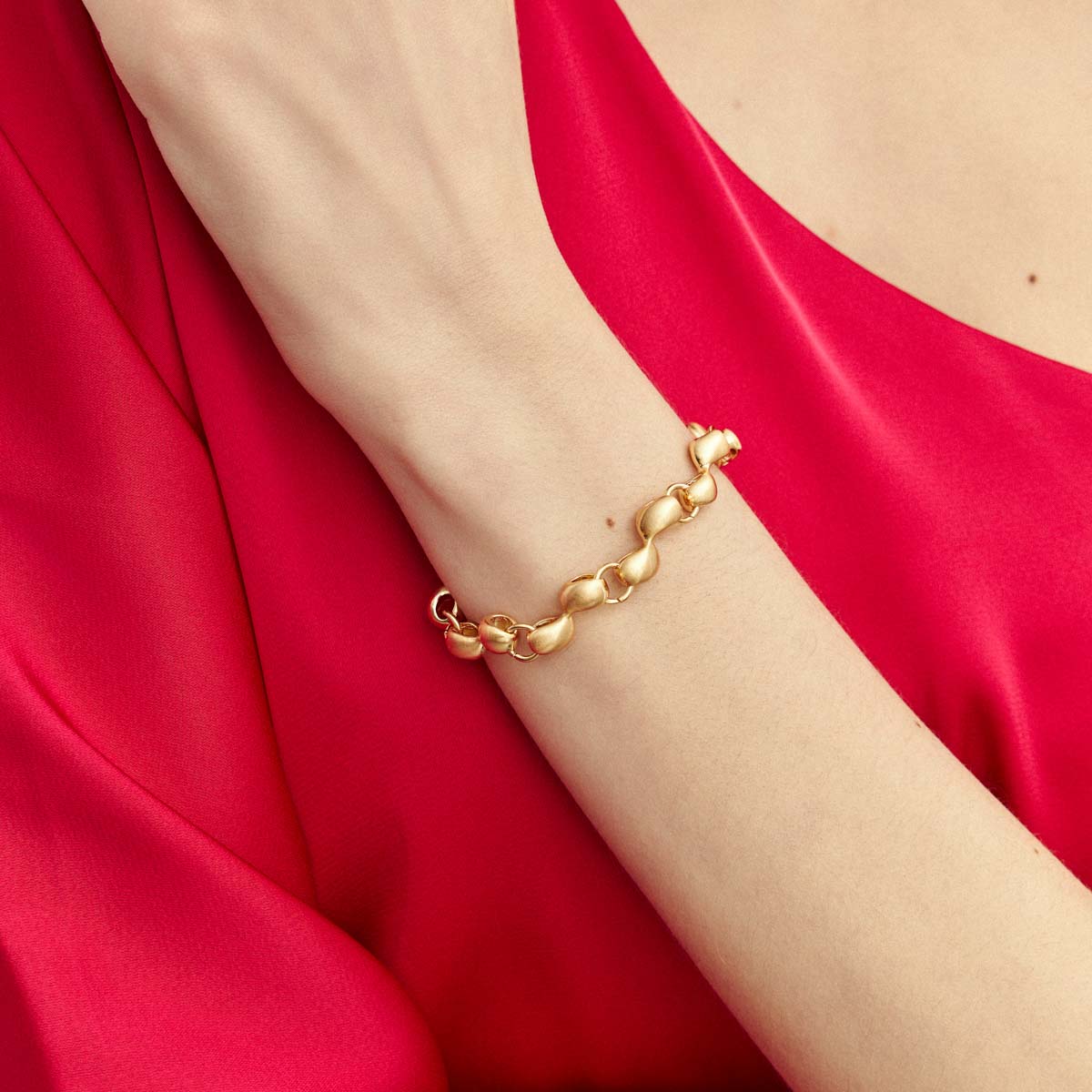 Pulseira Intercalada E Abaulada Acetinada