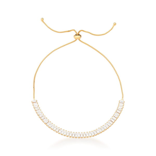 Pulseira Regulável Cristal Retangular 2 Garras Banho Ouro 18k