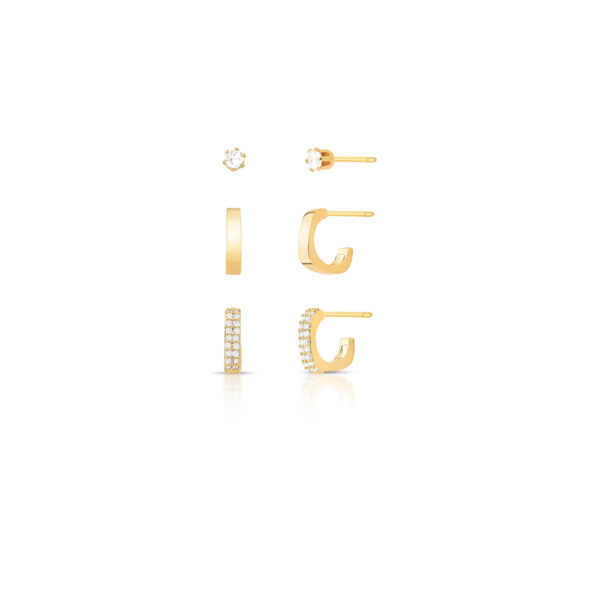 Trio Com Meia Argola E Cristal Redondo