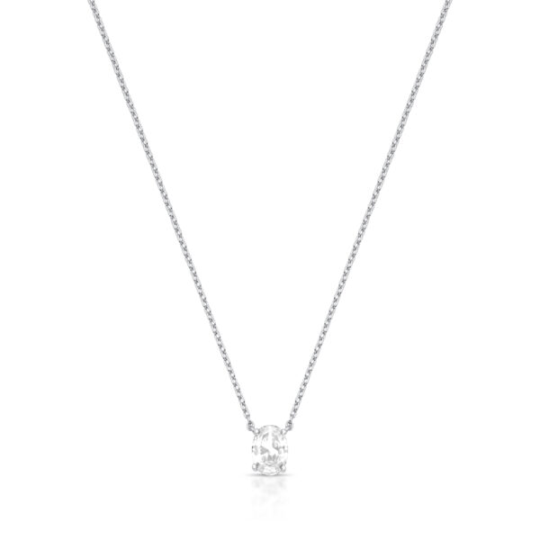 Colar Com Cristal Oval Prata 925