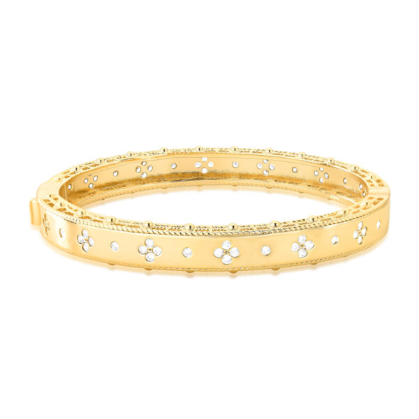 Bracelete Zircônia Contorno Flor Lateral Bolinha