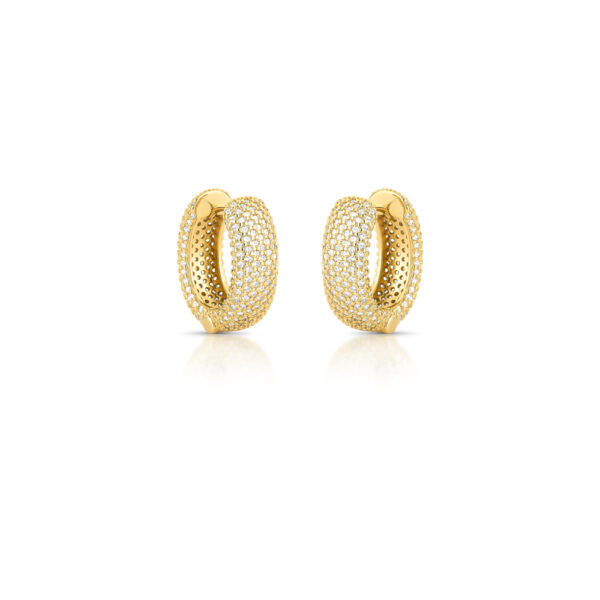 Argola Oval Abaulada 9 Colunas Zircônias