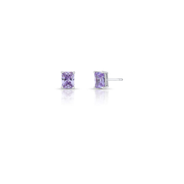 Brinco Em Cristal Roxo Retangular