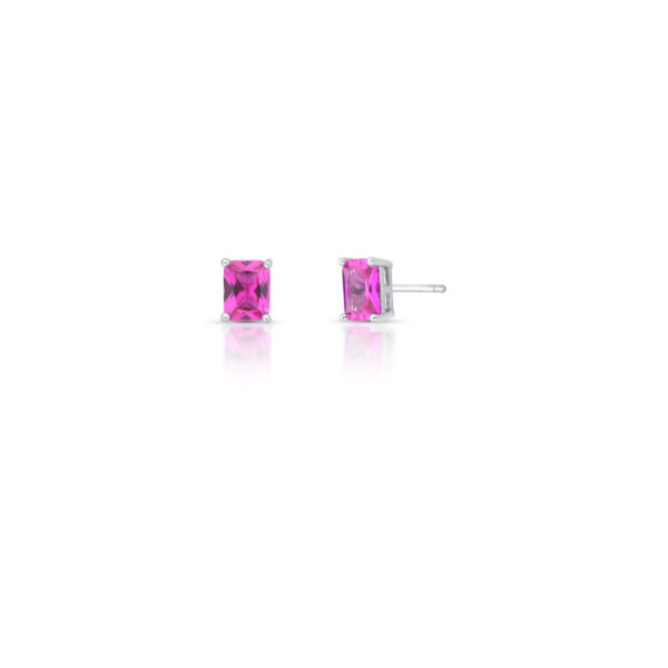 Brinco Em Cristal Rosa Retangular