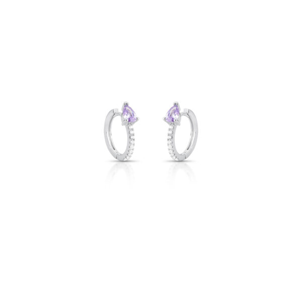 Argola Com Cristal De Gota Roxa E Zircônias