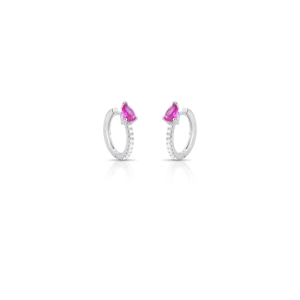 Argola Com Cristal De Gota Rosa E Zircônias