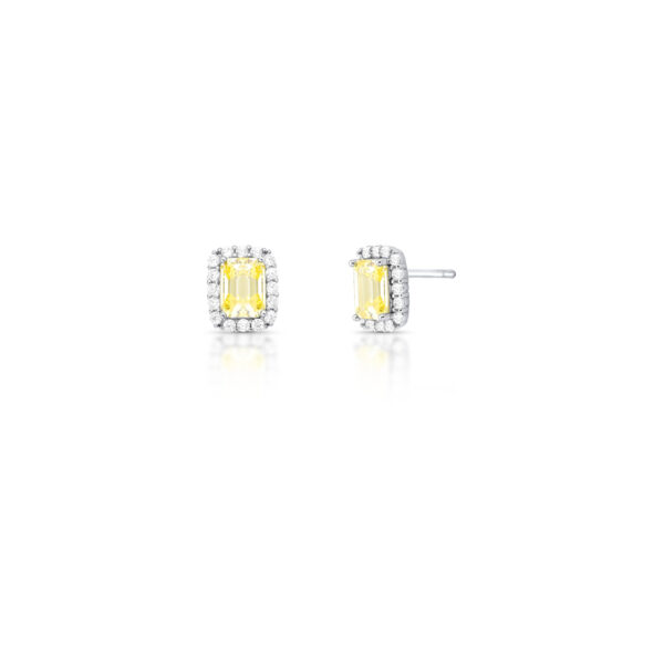 Brinco Pequeno Cristal E Zircônia Retangular