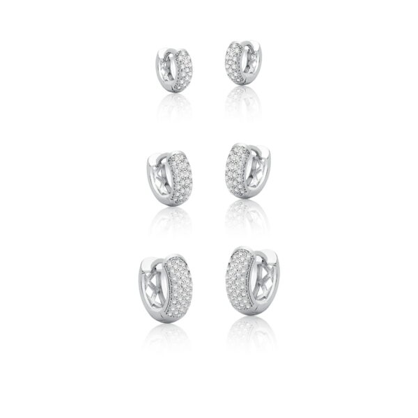 Kit Trio De Argolas Cravejadas De Zircônias